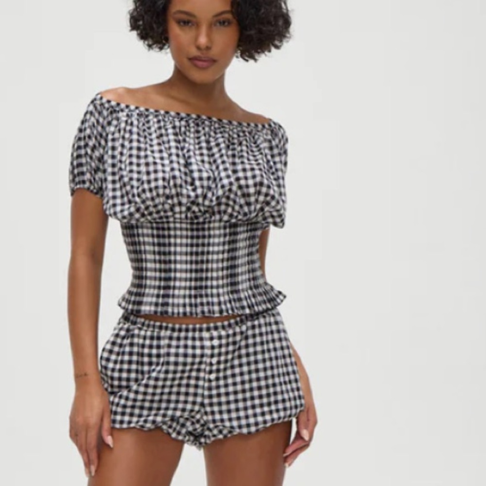 Frankie’s Bikinis Cider Blouse Regular price $170 CAD Color: Black Gingham xs - Picture 4 of 10